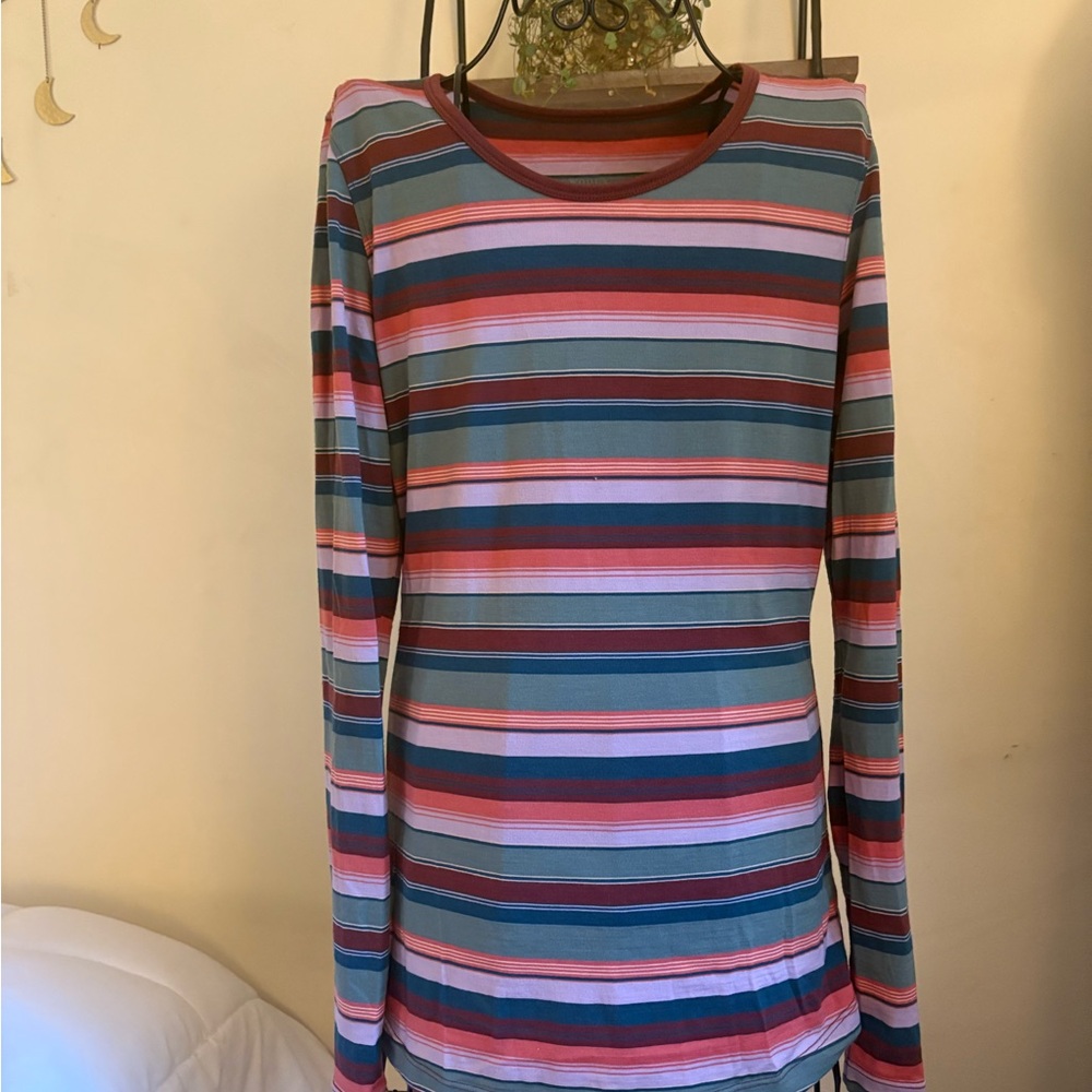 Woolx merino wool striped long sleeve top